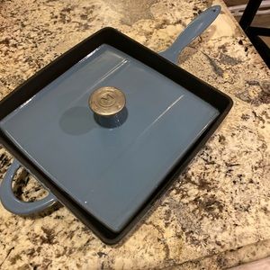 Mario Batali enameled grill & panini press blue